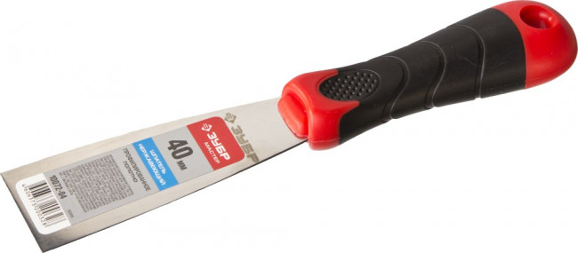 Шпатель ЗУБР "МАСТЕР", профилированное нержавеющее полотно, 2к ручка, 40мм,  ( 10072-04 )