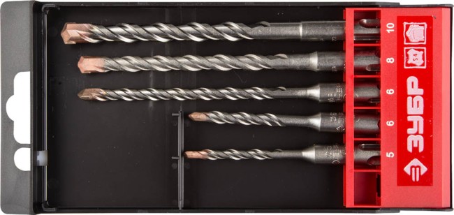 Набор ЗУБР: Буры по бетону, хвостовик "SDS-Plus", двойная спираль, 5х110, 6х110, 6х160, 8х160, 10х160мм, 5шт, ( 29314-H5 ) Набор ЗУБР: Буры по бетону, хвостовик "SDS-Plus", двойная спираль, 5х110, 6х110, 6х160, 8х160, 10х160мм, 5шт, ( 29314-H5 )