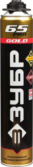 Пена "GOLD PRO 65" профессиональная, монтажная, пистолетная, всесезонная, 850мл, ЗУБР,  ( 41157 )