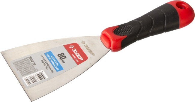 Шпатель ЗУБР "МАСТЕР", профилированное нержавеющее полотно, 2к ручка, 80мм,  ( 10072-08 )