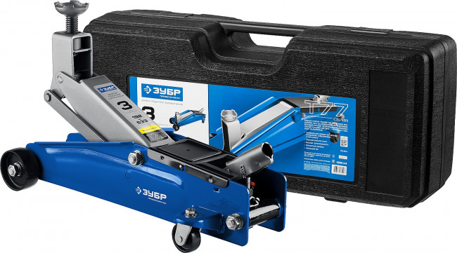 Домкрат гидравлический подкатной T77, 3т, 192-533мм, в кейсе, ЗУБР Профессионал 43055-3-K,  ( 43055-3-K )