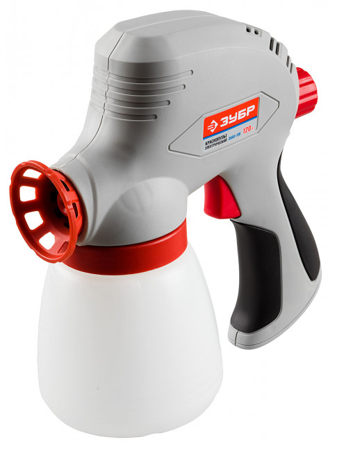 Краскопульт (краскораспылитель) электрический, ЗУБР ЗКПЭ-120, краскоперенос 300 мл/мин, вязкость краски 60 DIN, 0.8л, 120Вт,  ( ЗКПЭ-120 )