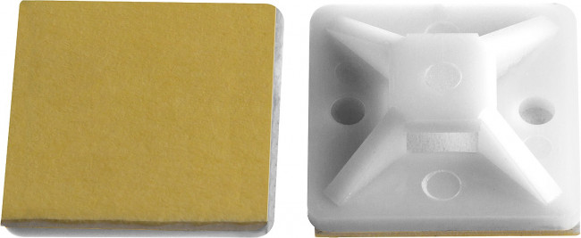 Площадка под хомут-стяжку ПХС самоклеющаяся белая, 25 x 25 мм, 100 шт, нейлоновая, ЗУБР,  ( 30915-25 )