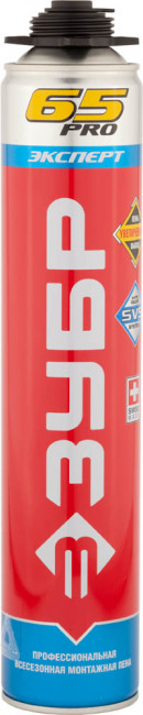 PRO 65 пена монтажная с увеличенным выходом, пистолетная, всесезонная, 850мл, SVS, ЗУБР,  ( 41147_z01 )