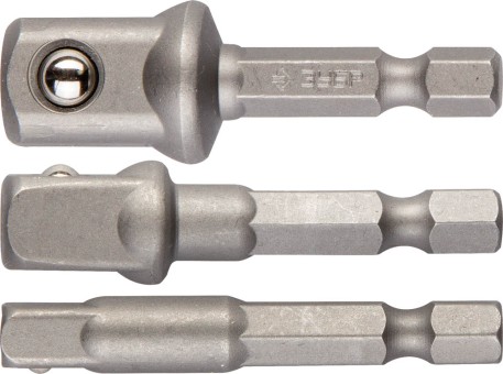 Набор ЗУБР Адаптеры "ЭКСПЕРТ" для торцовых головок, E1/4" - 1/4", E1/4" - 3/8", E1/4" - 1/2", 3 предмета  ,  ( 26756-H3 )