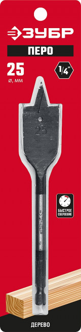 ЗУБР 25x152мм, Сверло перовое по дереву, с боковыми подрезателями ( 29505-25_z01 )
