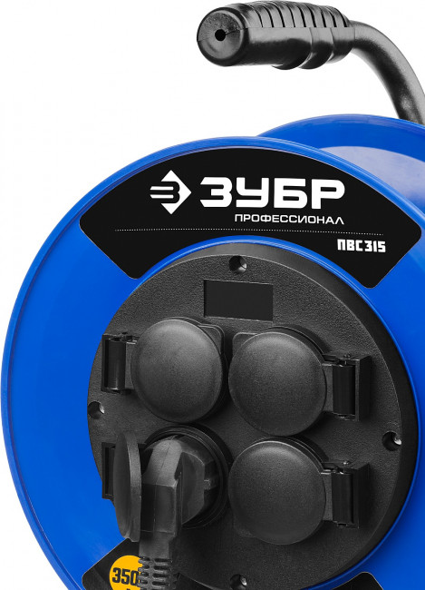 Удлинитель на катушке ПВС 315, 20 м, 3500 Вт, 4 гнезда, IP44, ПВС 3х1,5 кв мм, ЗУБР Профессионал,  ( 55081-20 )