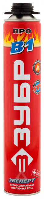 Пена "ПРО B1" профессиональная, монтажная, пистолетная, всесезонная, 750мл, ЗУБР,  ( 41146 )