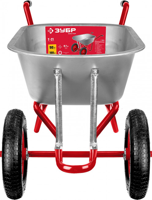 ЗУБР Т-21 тачка садово-строительная двухколесная, 90 л / 180 кг, пневматические колеса, ( 39952 ) ЗУБР Т-21 тачка садово-строительная двухколесная, 90 л / 180 кг, пневматические колеса, ( 39952 )