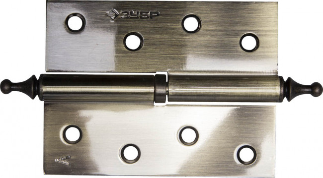 Петля дверная разъемная ЗУБР "ЭКСПЕРТ", 1 подшипник, цвет ст. латунь (AB), левая, с крепежом, 100х75х2,5мм,2шт,  ( 37605-100-5L )