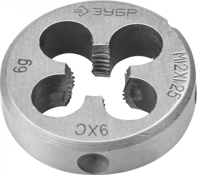 Плашка ЗУБР "МАСТЕР" круглая ручная для нарезания метрической резьбы, мелкий шаг, М12 x 1,25  ,  ( 4-28022-12-1.25 )