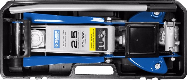 Домкрат гидравлический подкатной T65, 2,5т, 90-360мм, в кейсе, ЗУБР Профессионал 43057-2.5-K,  ( 43057-2.5-K )