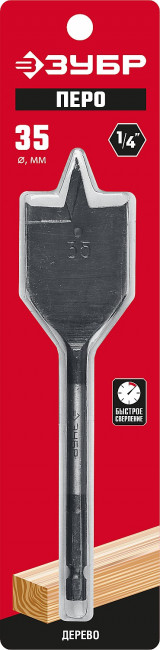 ЗУБР 35x152мм, Сверло перовое по дереву, с боковыми подрезателями ( 29505-35_z01 )