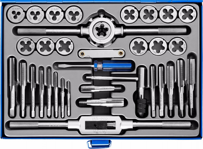 Набор метчиков и плашек ЗУБР "ПРОФЕССИОНАЛ", сталь Р6М5, 35 предметов,  ( 28110-H35 )