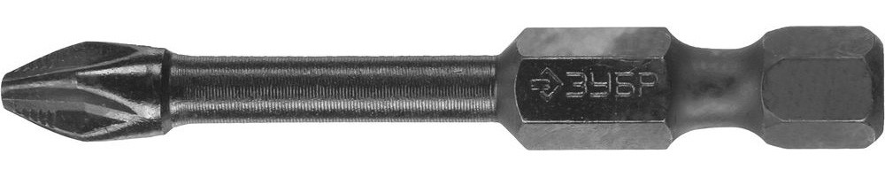 Биты ЗУБР "ПРОФИ" Phillips, тип хвостовика E 1/4", PH2, 50мм, 2шт, на карточке,  ( 26021-2-50-S2 )