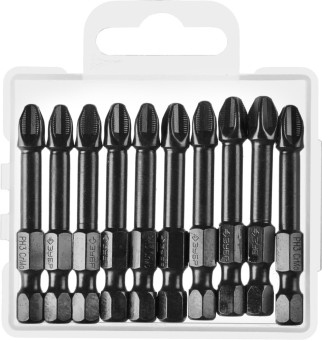 Биты ЗУБР "ПРОФИ" Phillips, тип хвостовика E 1/4", PH3, 50мм, 10шт, в пластиковом боксе, на карточке, ( 26021-3-50-S10 ) Биты ЗУБР "ПРОФИ" Phillips, тип хвостовика E 1/4", PH3, 50мм, 10шт, в пластиковом боксе, на карточке, ( 26021-3-50-S10 )