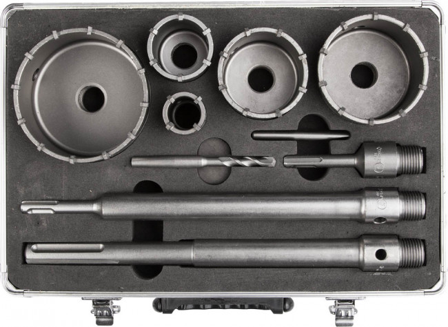 Набор буровых коронок ЗУБР, 5шт/33,50,68,82,100мм, с державками SDS-PLUS и SDS-MAX, 10предметов,  ( 29185-H10 )