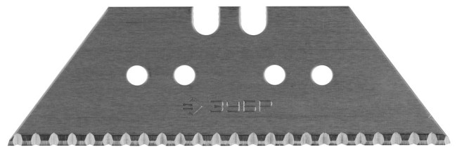 Лезвия ЗУБР "ЭКСПЕРТ","СЕРРЕЙТОРНЫЕ", трапециевидные, улучш инструмен сталь У8А,тип А24,в боксе,10шт,  ( 09718-24-10 )