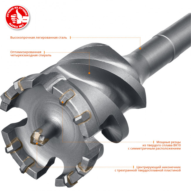 ЗУБР Проломной бур 80  х 900/1000 мм, Профессионал ( 29330-80-1000 )