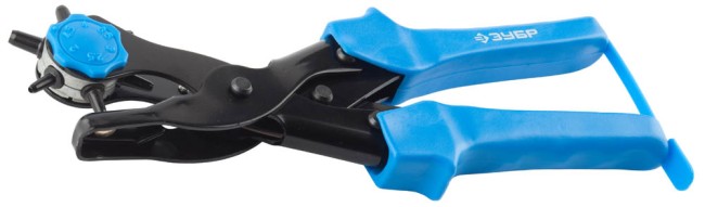 Дырокол ЗУБР "ЭКСПЕРТ" револьверный для кожи, с двурычажным механизмом, 6-в-1, 2-4,5мм,  ( 22947 )