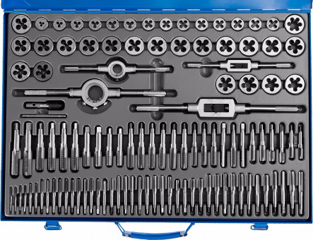 Набор метчиков и плашек ЗУБР "ПРОФЕССИОНАЛ", сталь Р6М5, 110 предметов,  ( 28110-H110 ) Набор метчиков и плашек ЗУБР "ПРОФЕССИОНАЛ", сталь Р6М5, 110 предметов,  ( 28110-H110 )