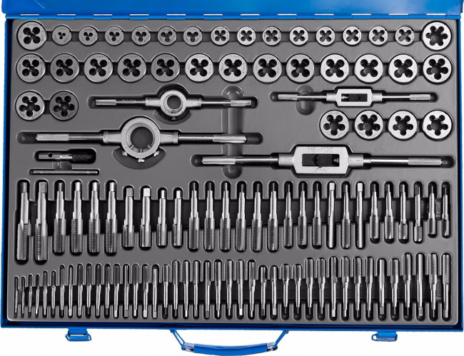Набор метчиков и плашек ЗУБР "ПРОФЕССИОНАЛ", сталь Р6М5, 110 предметов,  ( 28110-H110 )