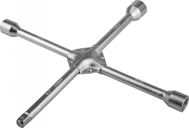 Ключ-крест ЗУБР "ЭКСПЕРТ" автомобильный оцинкованный усиленный, 17-19-22-1/2",  ( 27547 )