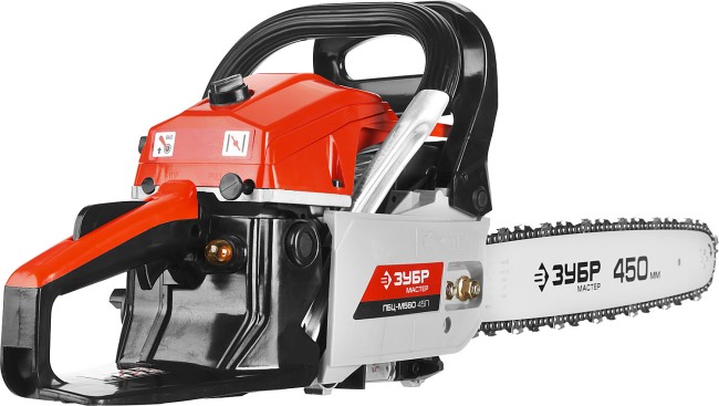 Пила цепная бензиновая, ЗУБР ПБЦ-М560 45П, хромир. цилиндр, праймер, 54,6 см3 (2,1 кВт), шина 45 см, 11500 об/мин,  ( ПБЦ-М560 45П )