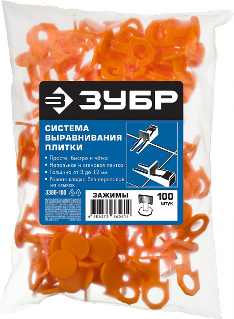 ЗУБР СВП  зажим для системы выравнивания плитки, 100 шт ( 3386-100 )