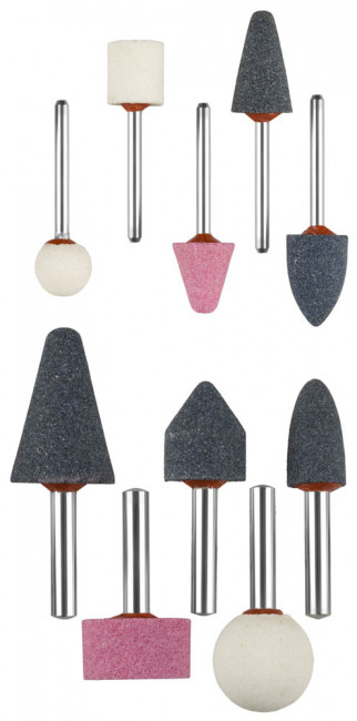 Набор ЗУБР "МАСТЕР": Абразивные минишарошки-насадки для гравера и дрели, хвостовик d 3,2мм, d 6мм,  ( 35998-H10 )
