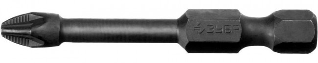 Биты ЗУБР "ПРОФИ" Pozidrive, тип хвостовика E 1/4", PZ2, 50мм, 2шт, на карточке,  ( 26023-2-50-S2 )