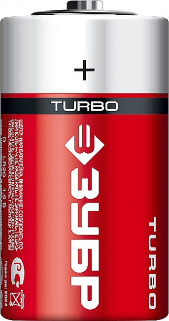Щелочная батарейка 1.5 В, тип D, 2 шт, ЗУБР Turbo ( 59217-2C_z01 ) Щелочная батарейка 1.5 В, тип D, 2 шт, ЗУБР Turbo ( 59217-2C_z01 )