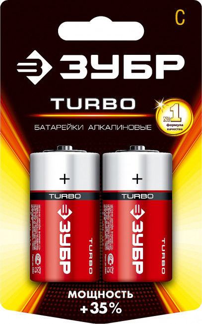 Щелочная батарейка 1.5 В, тип С, 2 шт, ЗУБР Turbo ( 59215-2C_z01 ) Щелочная батарейка 1.5 В, тип С, 2 шт, ЗУБР Turbo ( 59215-2C_z01 )