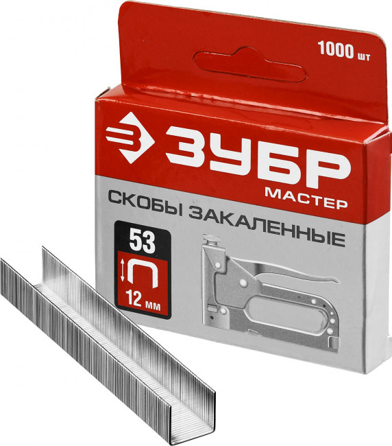ЗУБР 12 мм скобы для степлера тонкие тип 53, 1000 шт,  ( 31625-12 )