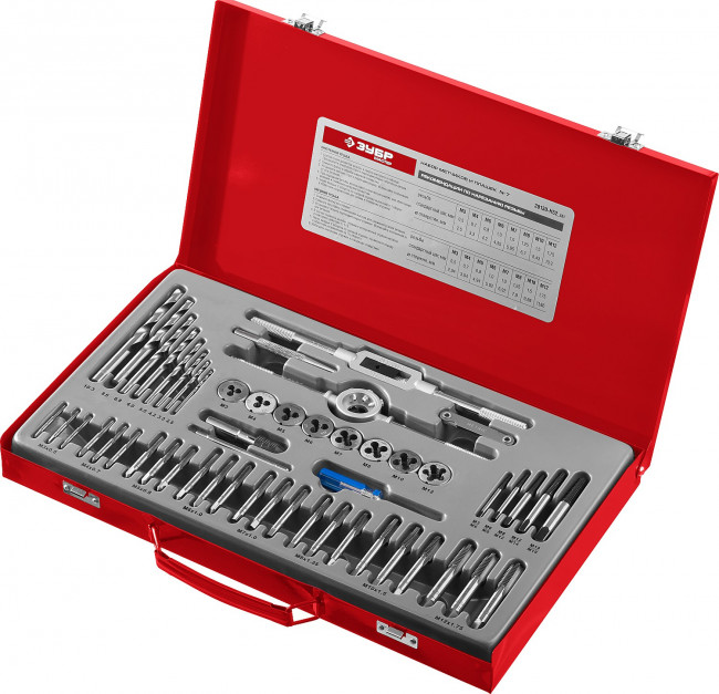 Набор метчиков и плашек ЗУБР "МАСТЕР", сталь 9ХС, 52 предмета, ( 28130-H52_z01 ) Набор метчиков и плашек ЗУБР "МАСТЕР", сталь 9ХС, 52 предмета, ( 28130-H52_z01 )