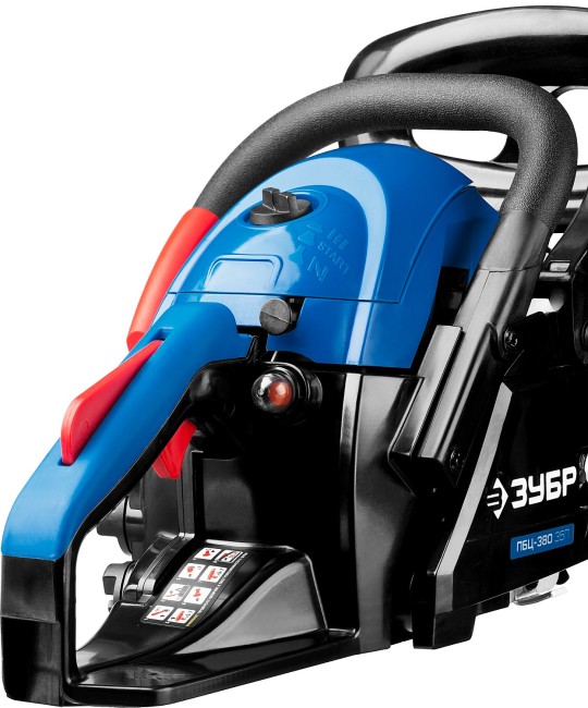 Пила цепная бензиновая, ЗУБР Профессионал ПБЦ-380 35П, хромир. цилиндр, праймер, 37,2 см3 (1,4 кВт), шина 35 см, 10800 об/мин,  ( ПБЦ-380 35П )