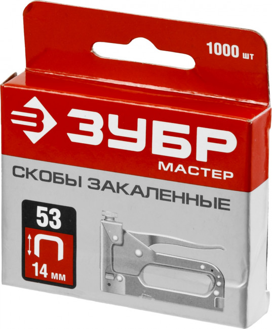 ЗУБР 14 мм скобы для степлера тонкие тип 53, 1000 шт, ( 31625-14 ) ЗУБР 14 мм скобы для степлера тонкие тип 53, 1000 шт, ( 31625-14 )