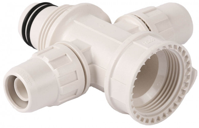 Коллектор ЗУБР "ШиреФит" сборный крестовой "внутренняя резьба - штуцер с гайкой - штуцер с гайкой", 20мм х 16мм ,  ( 51518-20-16-20 )