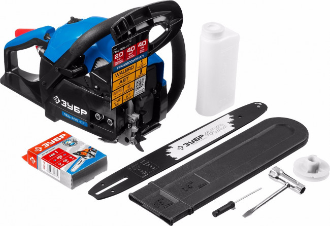 Пила цепная бензиновая, ЗУБР Профессионал ПБЦ-400 40П, хромир. цилиндр, праймер, 40 см3 (1,5 кВт), шина 40 см, 10800 об/мин,  ( ПБЦ-400 40П )