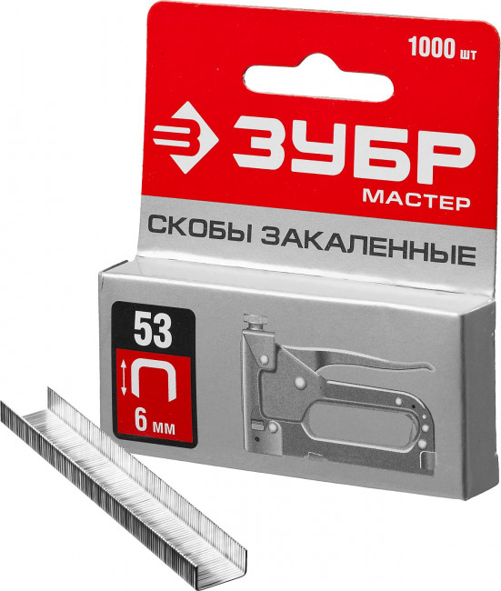 ЗУБР 6 мм скобы для степлера тонкие тип 53, 1000 шт,  ( 31625-06 )