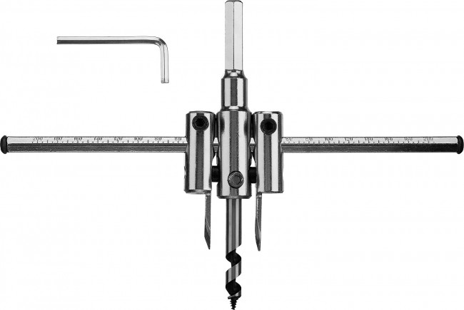 Сверло ЗУБР "МАСТЕР" регулируемое по дереву, двухрезцовое "Балеринка", d=40-200мм, 1-30мм, в блистере ,  ( 29440-200 )