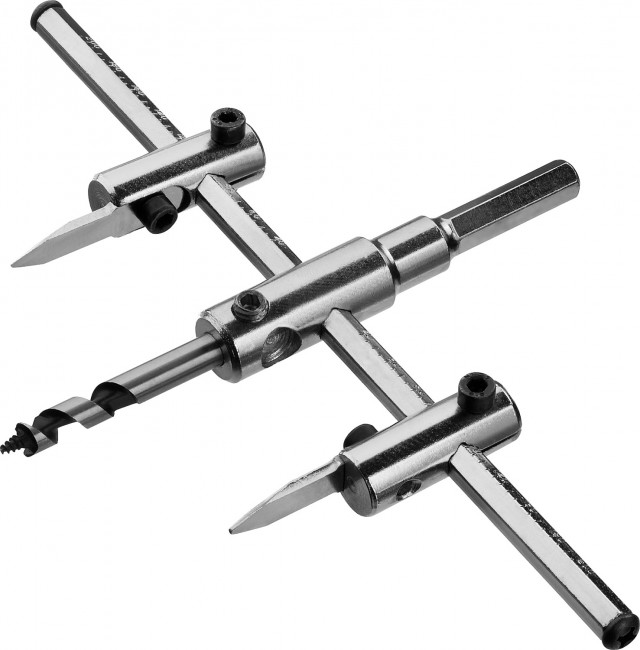 Сверло ЗУБР "МАСТЕР" регулируемое по дереву, двухрезцовое "Балеринка", d=40-200мм, 1-30мм, в блистере ,  ( 29440-200 )