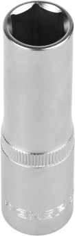 Головка торцовая ЗУБР "МАСТЕР" (1/2"), удлиненная, Cr-V, FLANK, хроматированное покрытие, 15мм,  ( 27726-15 )