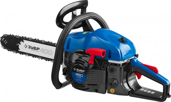Пила цепная бензиновая, ЗУБР Профессионал ПБЦ-490 45ДП, хромир. цилиндр, праймер, декомпрессионный клапан, 49 см3 (2,2 кВт), шина 45 см, 12500 об/мин,  ( ПБЦ-490 45ДП )