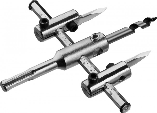 Сверло ЗУБР "МАСТЕР" регулируемое по дереву, двухрезцовое "Балеринка", d=40-120мм, 1-30мм, в блистере ,  ( 29440-120 )