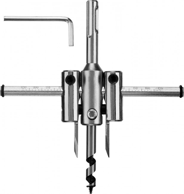 Сверло ЗУБР "МАСТЕР" регулируемое по дереву, двухрезцовое "Балеринка", d=40-120мм, 1-30мм, в блистере ,  ( 29440-120 )