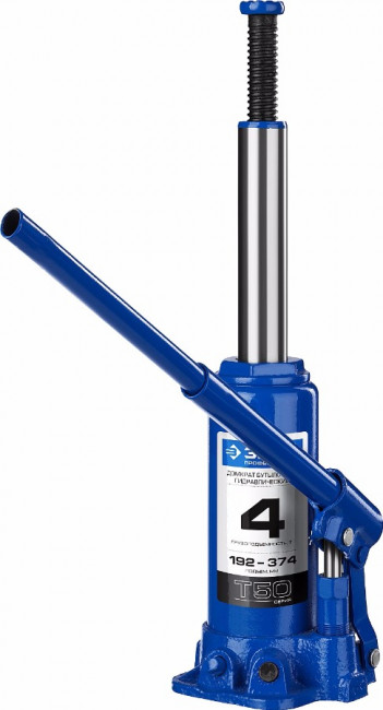 Домкрат гидравлический бутылочный T50, 4т, 192-374мм, ЗУБР Профессионал 43060-4,  ( 43060-4_z01 )