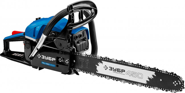 Пила цепная бензиновая, ЗУБР Профессионал ПБЦ-560 45ДП, хромир. цилиндр, праймер, декомпрессионный клапан, 56 см3 (2,4 кВт), шина 45 см, 12500 об/мин,  ( ПБЦ-560 45ДП )