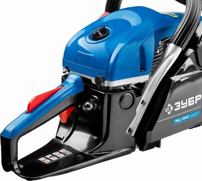 Пила цепная бензиновая, ЗУБР Профессионал ПБЦ-560 45ДП, хромир. цилиндр, праймер, декомпрессионный клапан, 56 см3 (2,4 кВт), шина 45 см, 12500 об/мин,  ( ПБЦ-560 45ДП )