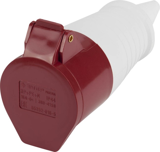 Розетка ЗУБР "МАСТЕР" переносная, 16A, 400B, 6ч  ,  ( 55252-016-5 )